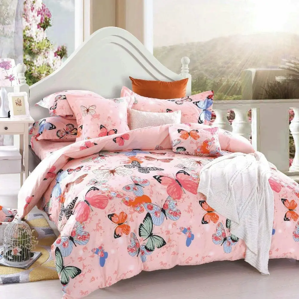 PINK BUTTERFLY Quilt Doona Duvet Cover Set