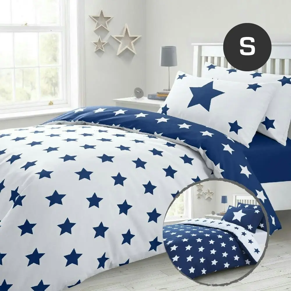 Navy Stars Quilt Doona Duvet Cover Set