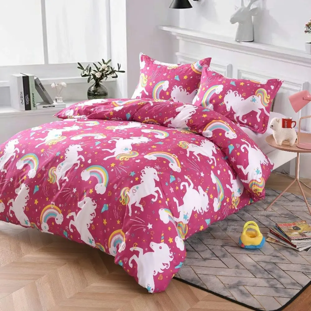 Rainbow Unicorn Quilt Doona Duvet Cover Set