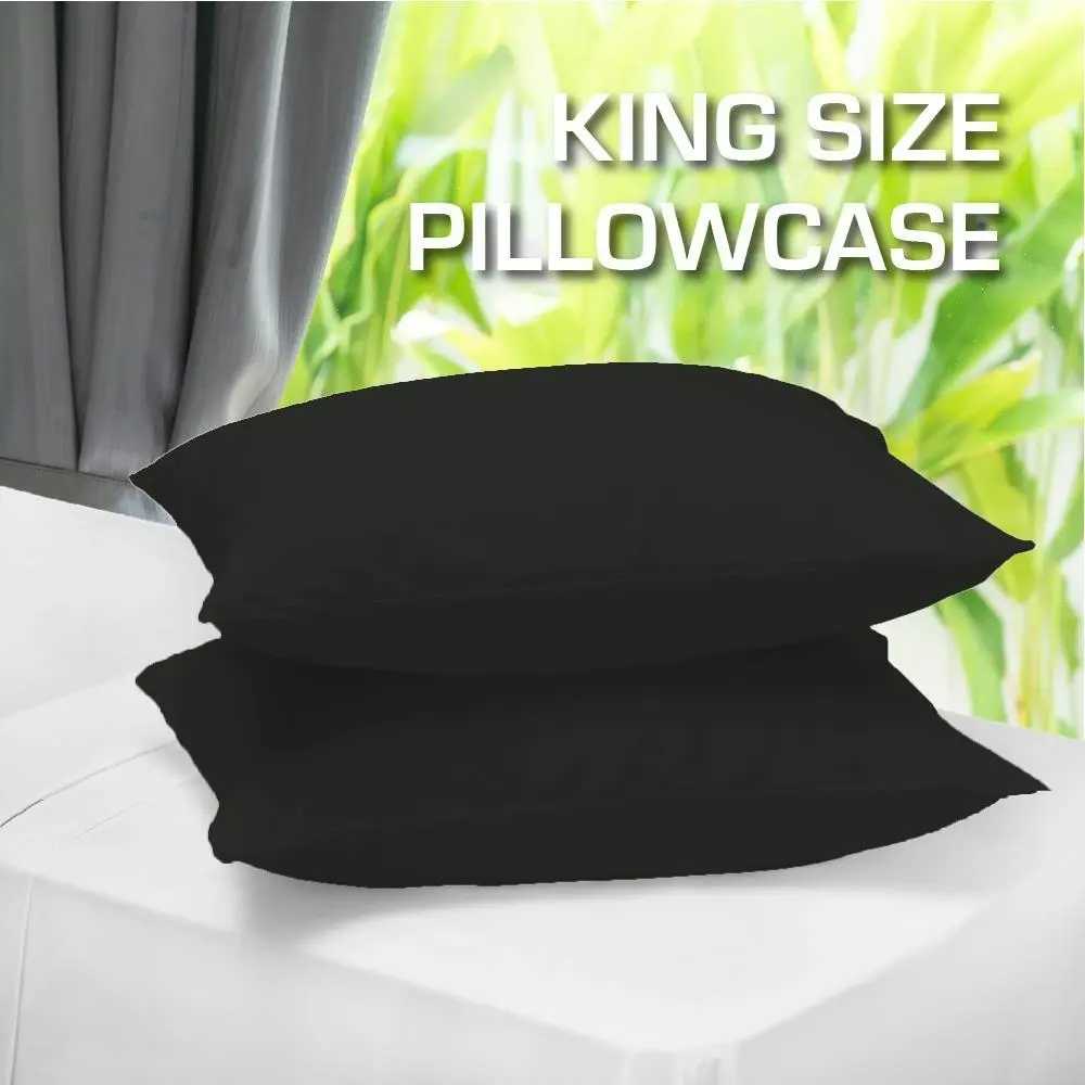 Black Color Twin Pack King Size Pillowcase 55 x 95cm