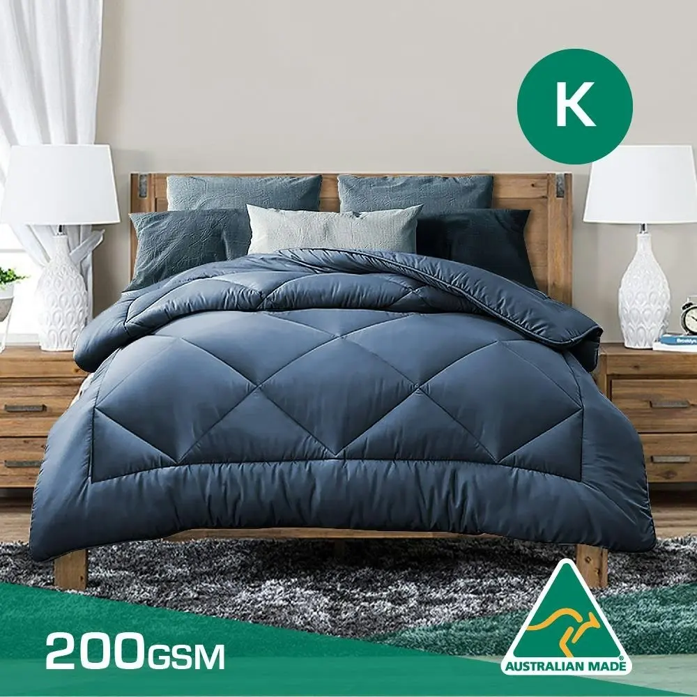 King Size Aus Made Summer Weight Soft Bamboo Blend Quilt Blue Cover