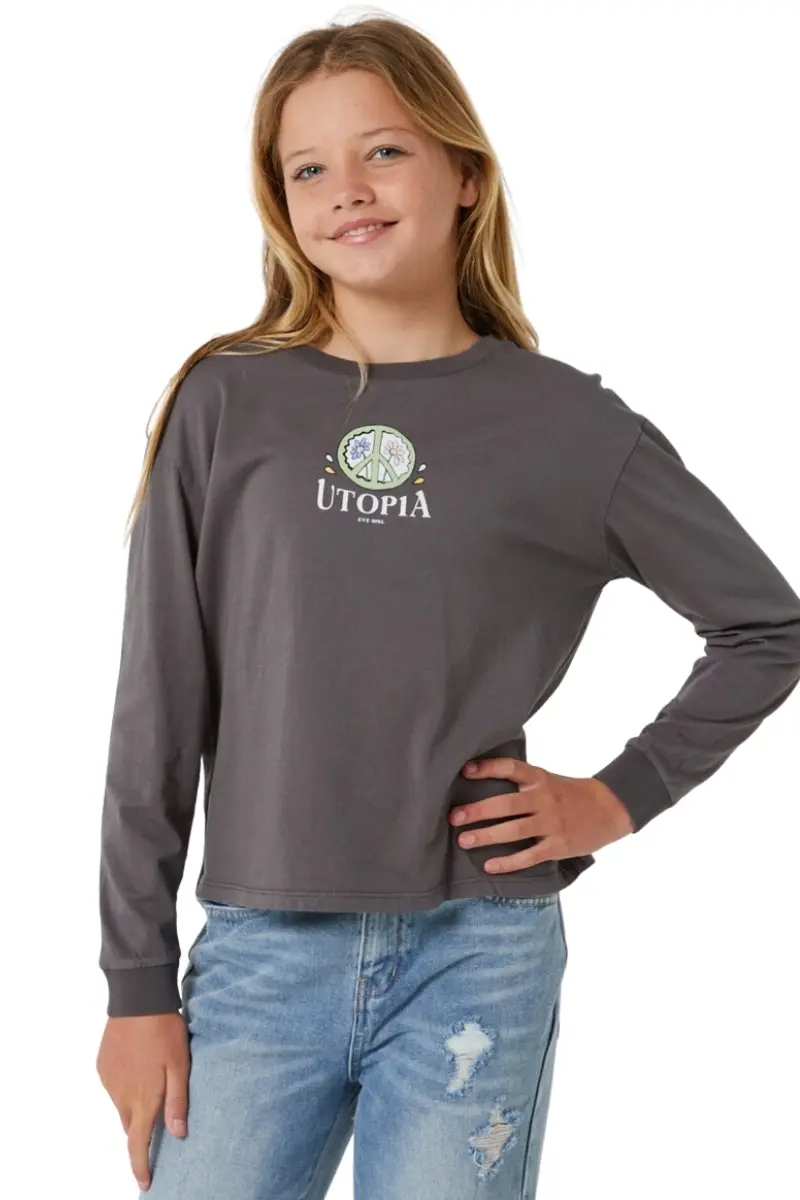 Eve Girl | Girls Utopia Ls Tee  (Charcoal)