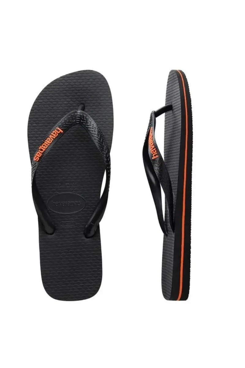 Havaianas | Kids Rubber Logo Thongs (Orange Black)