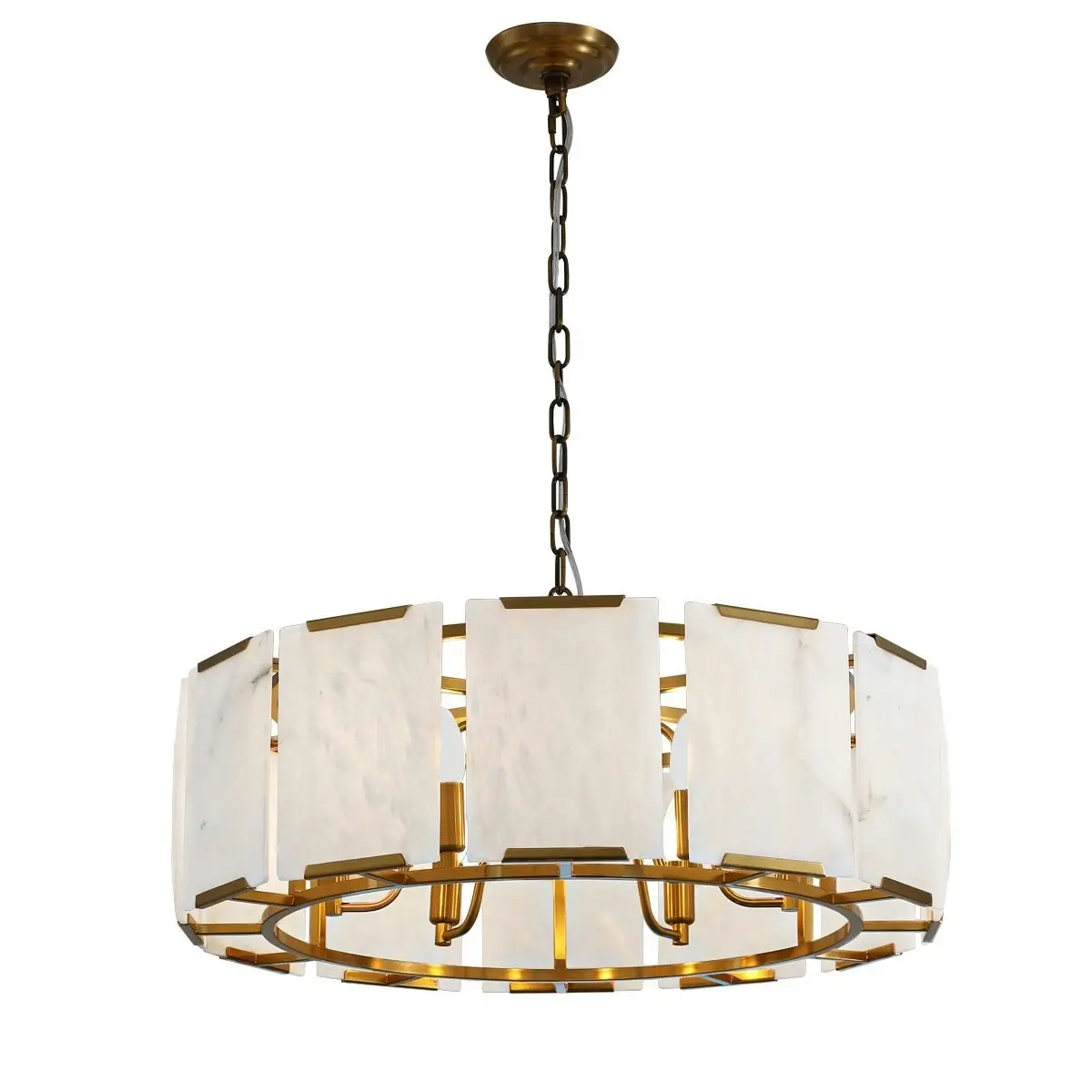 Florence Alabaster Pendant - Round Antique Brass