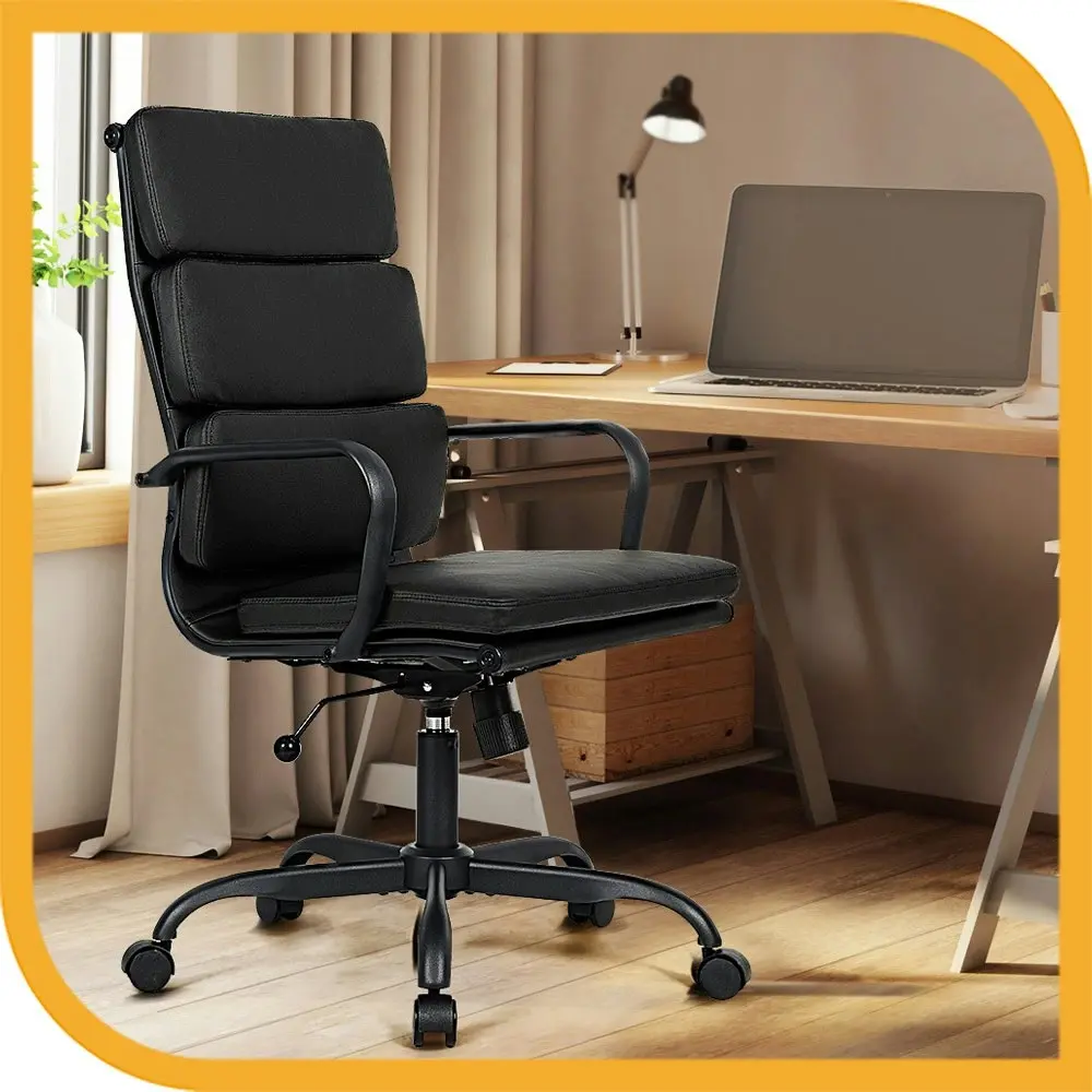 Furb Executive Office Chair Ergonomic Chair High-Back PU Leather All Black