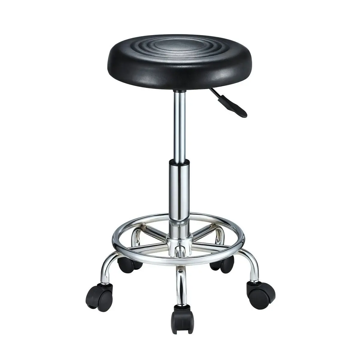 Ausway Salon Chair Barber Stool Hairdressing Beauty Clinic Height Adjustable Rotatable Round PU Black