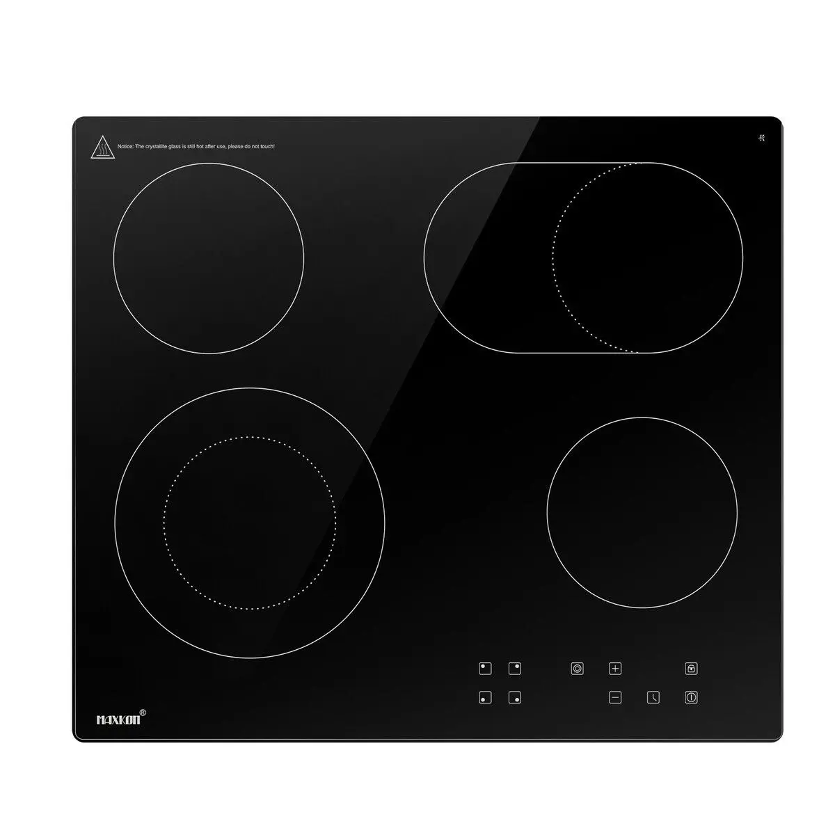 Maxkon Ceramic Cooktop Stove Electric Cooktop Hob Cooker Glass Top 4 Burners 6 Zones 60cm Touch Control Built In