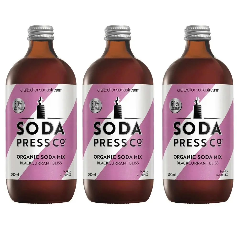 3PK Sodapress Co. Organic Blackcurrant Bliss Soda Low Sugar Syrup Flavouring