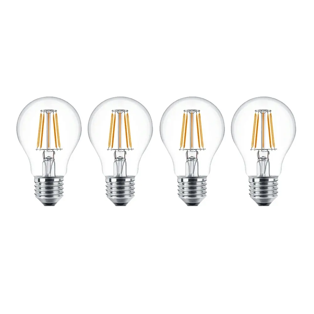 4x Sansai Home/Office LED 800lm Light Bulb A60 Filament 8W E27 Screw Warm WHT