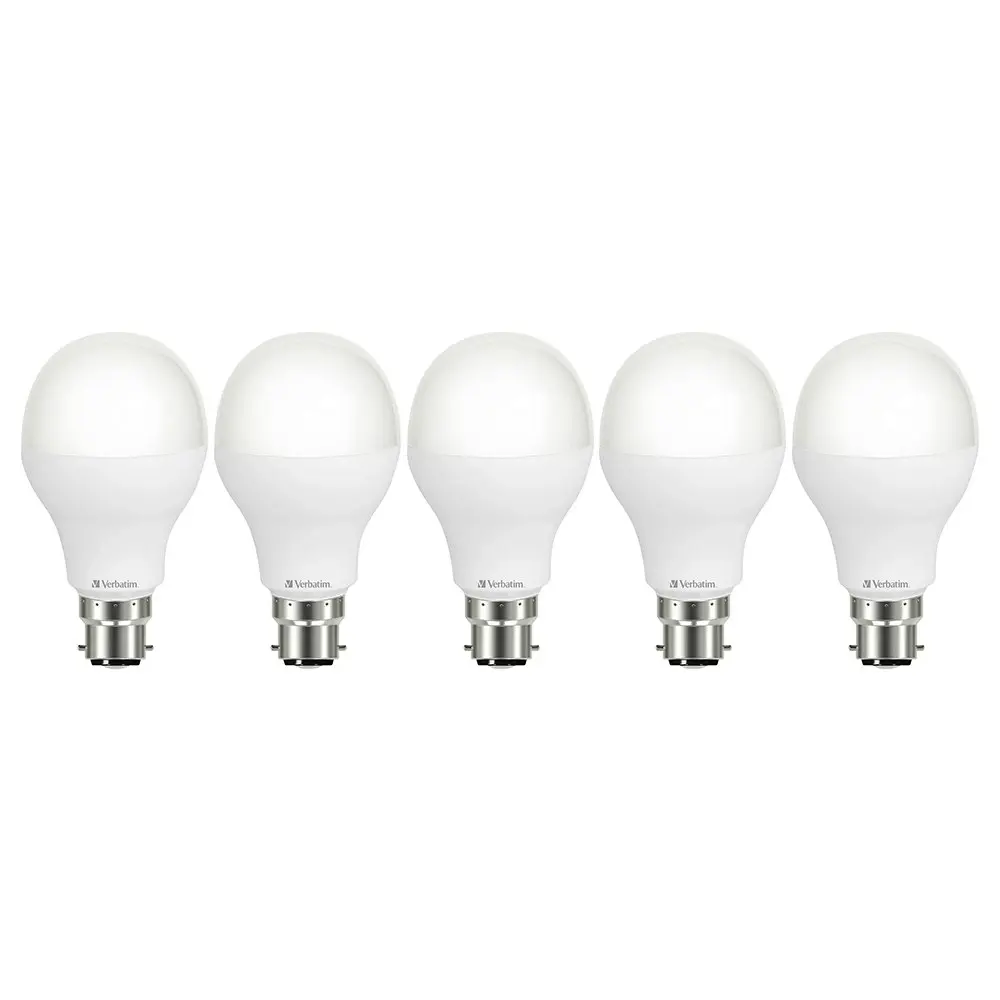 5x Verbatim B22 Bayonet Cool WHT Classic A Dimmable Light Globe 14W/1600lm/4000K