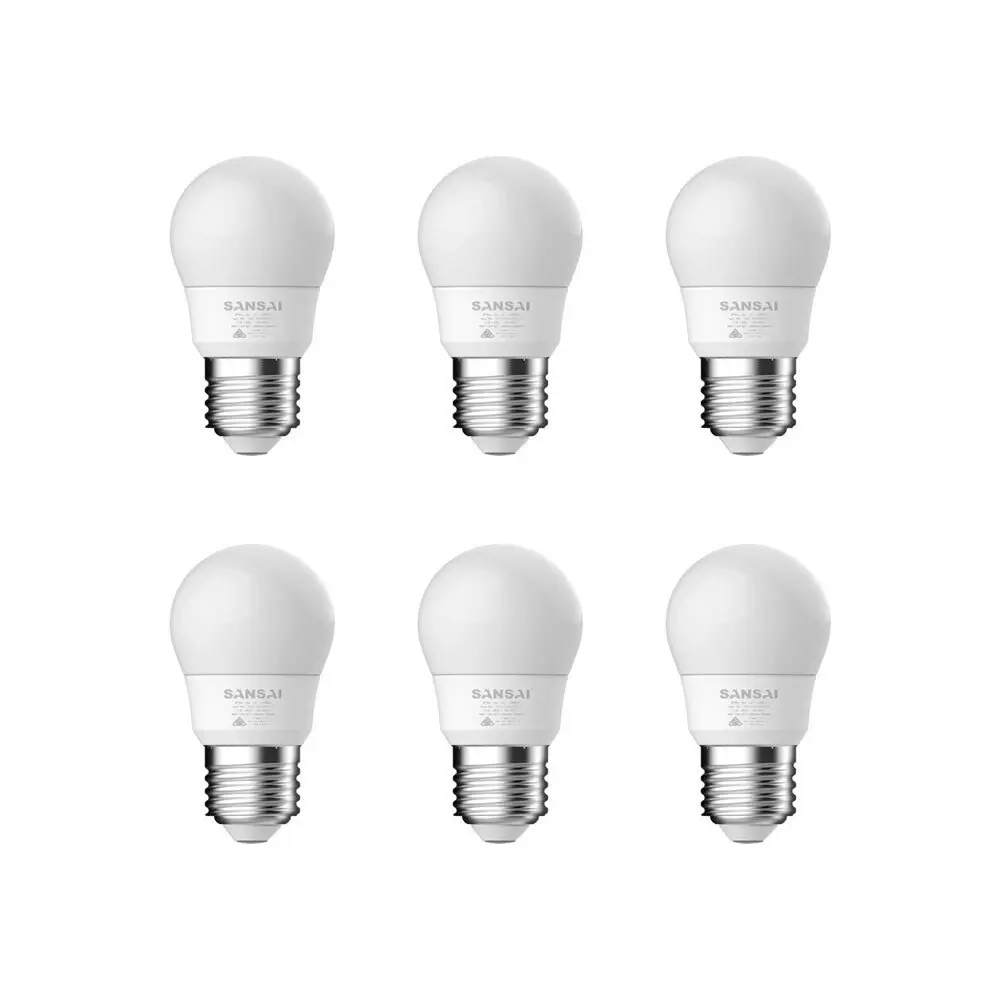 6x Sansai Home Fancy Round LED 425lm Light Bulb G45 5W E27 Cool White 6500K