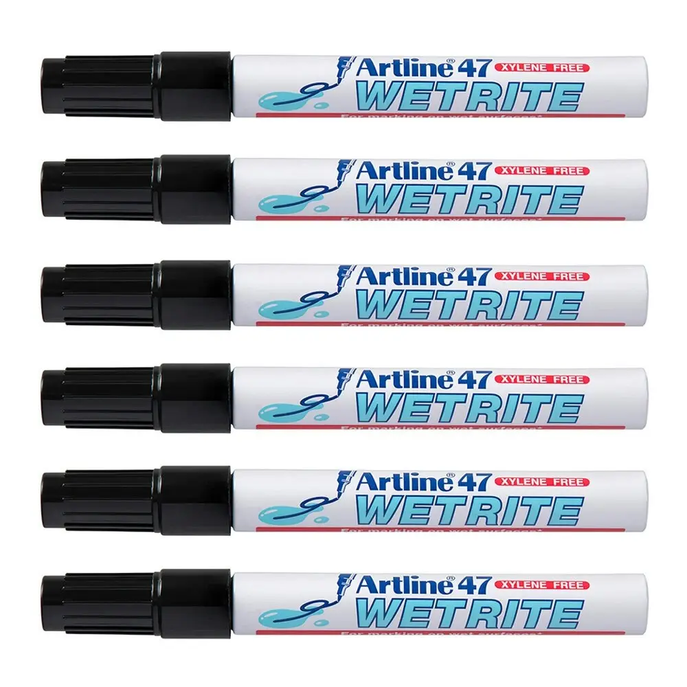 12PK Artline 47 Wetrite 1.5mm Bullet Nib Permanent Marker - Black