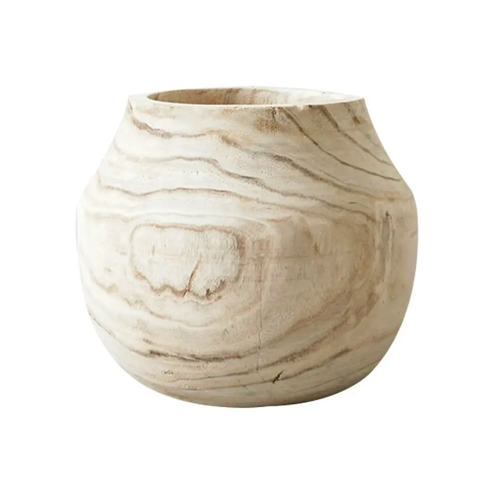 Rayell Timber Wood Round Flower Pot/Planter Indoor Garden Rustic Hazel 34x27cm