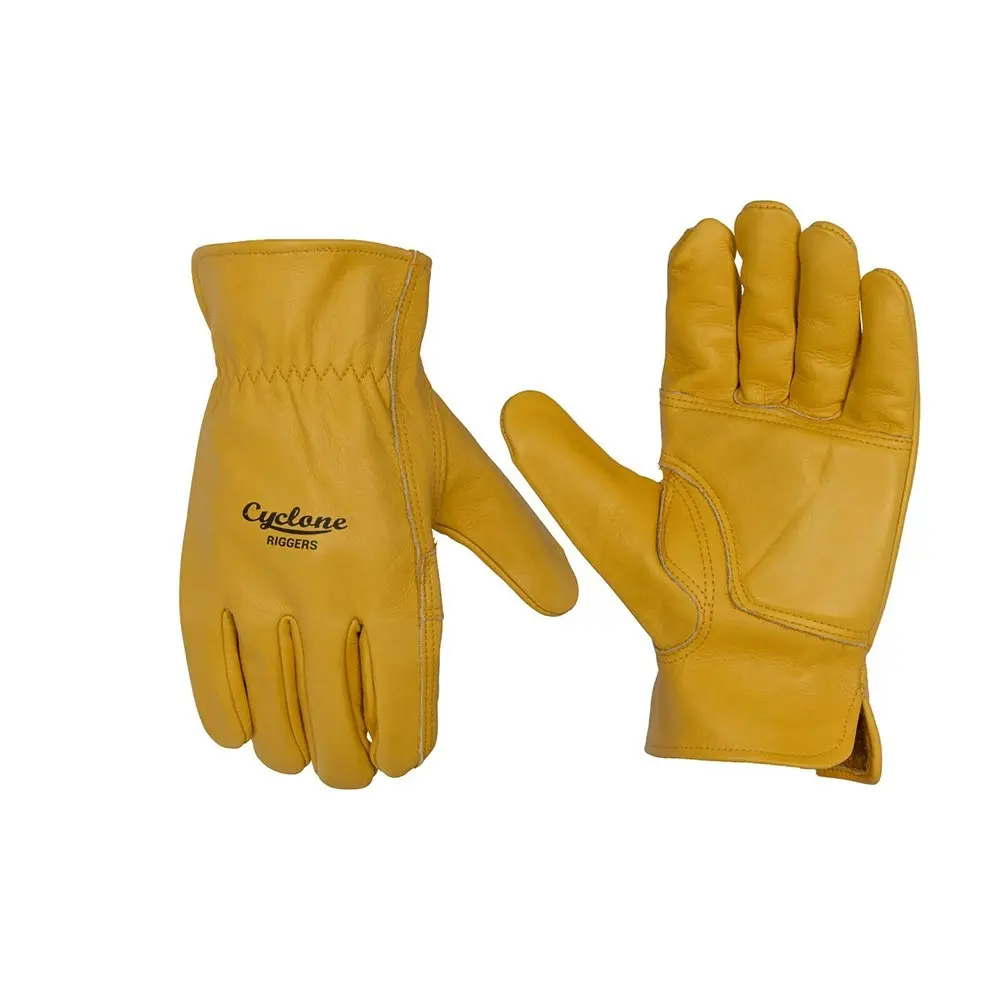 Cyclone Size Large Padded Riggers Gardening Gloves Riggers Leather Yellow