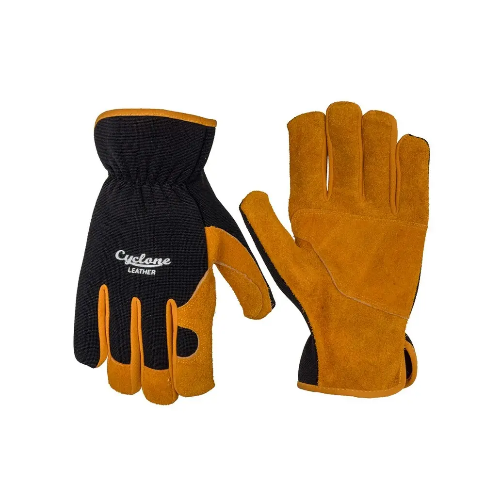 Cyclone Size Medium Padded/Stretchable Work/Gardening Gloves Leather Brown/Black