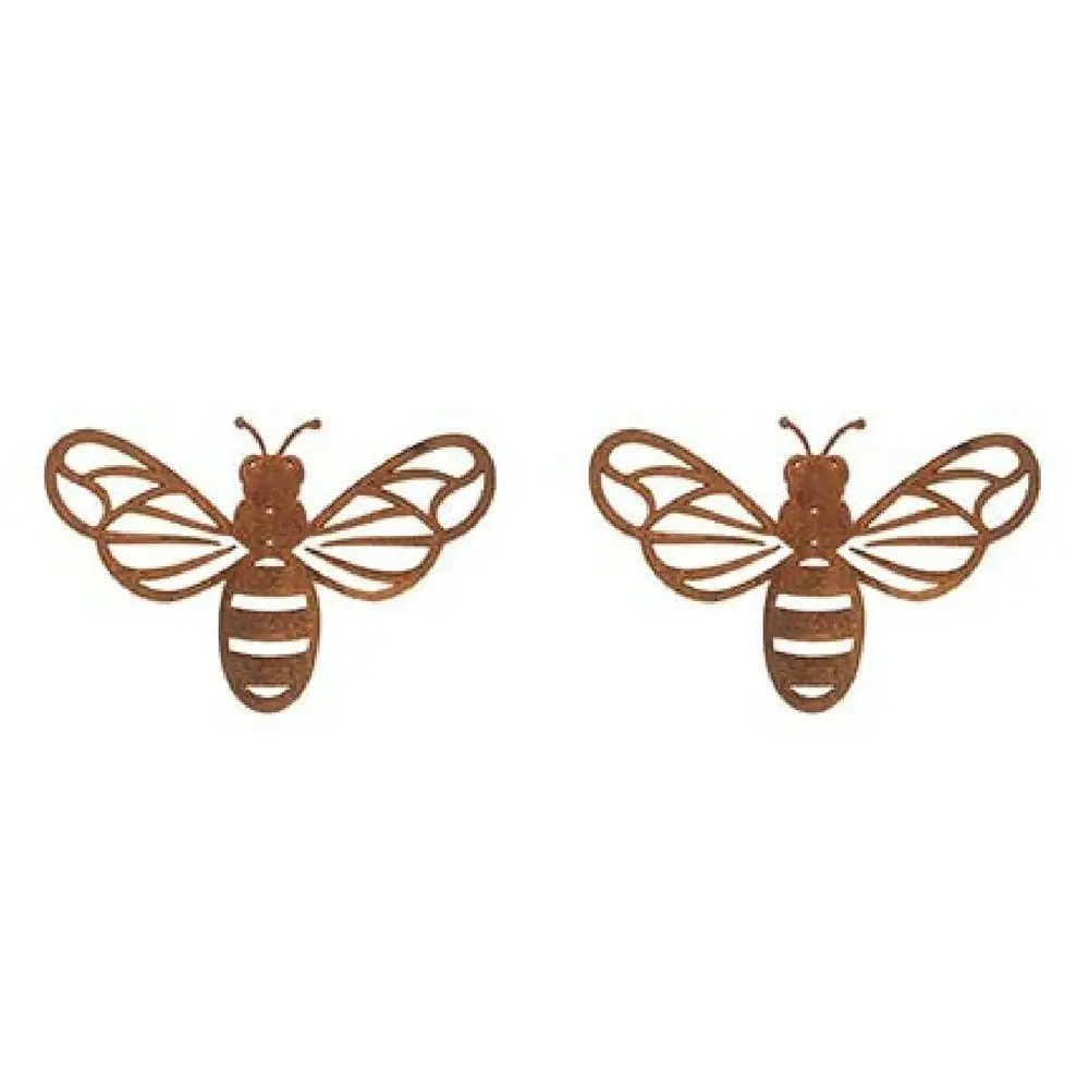 2x Corten Steel Pot Hanger Ornament w/Holes Bee/Dragonfly Garden Decor Large