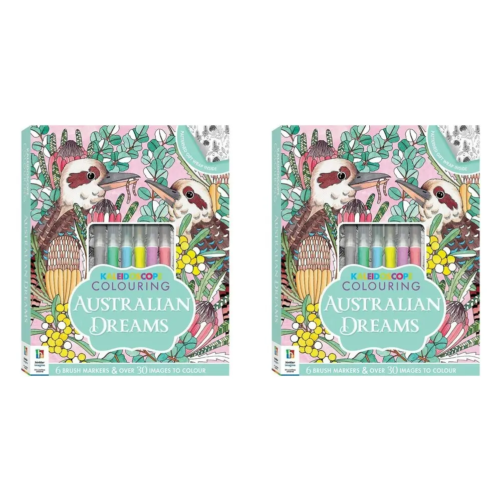 2x Kaleidoscope Colouring Kit: Australian Dreams Activity Kit Kids Art Book 6y+