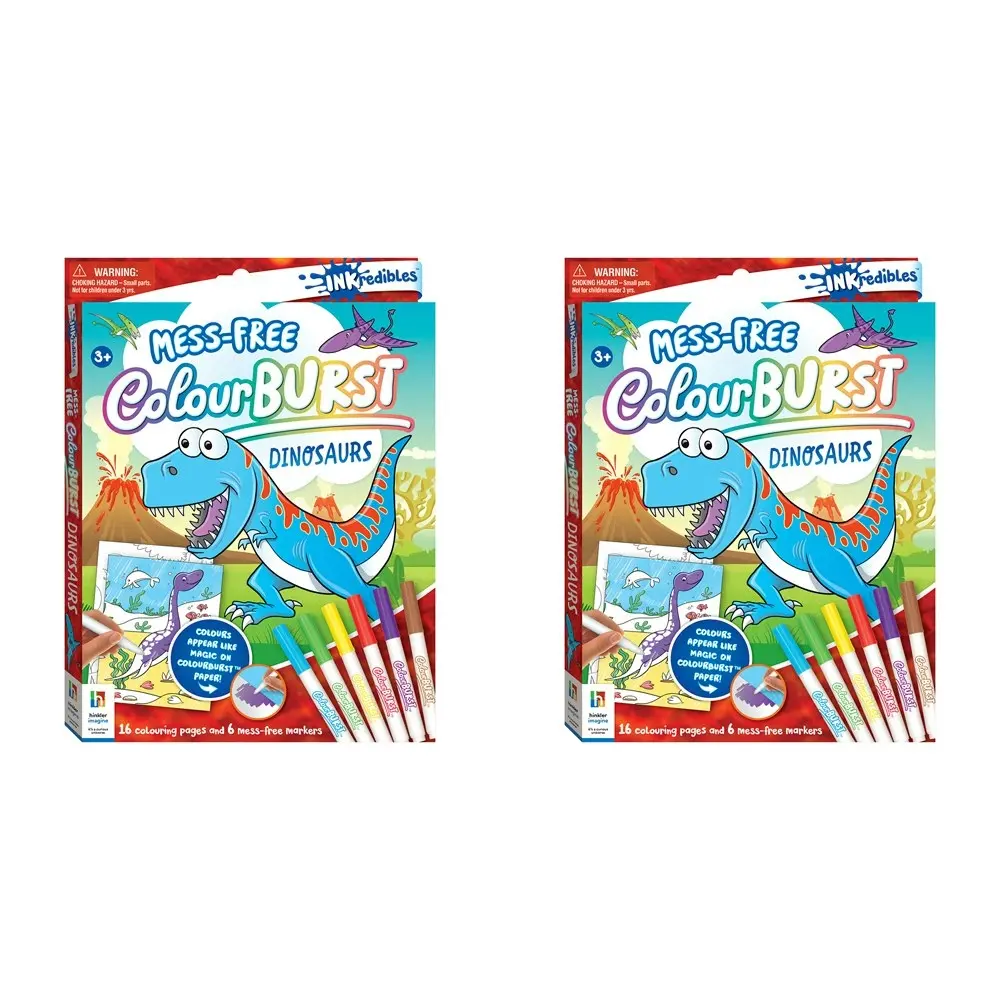 2x Inkredibles Colour Burst Dinosaurs Colouring Activity Kit Fun Mess-Free 3y+