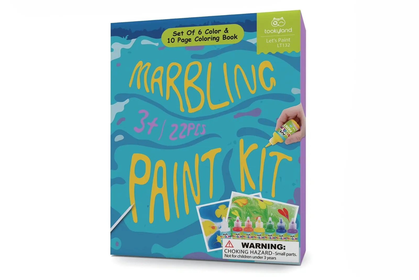 22pc Tookyland Marbling Paint Colours Art/Craft Kit Colouring Book Kids Toy 4+