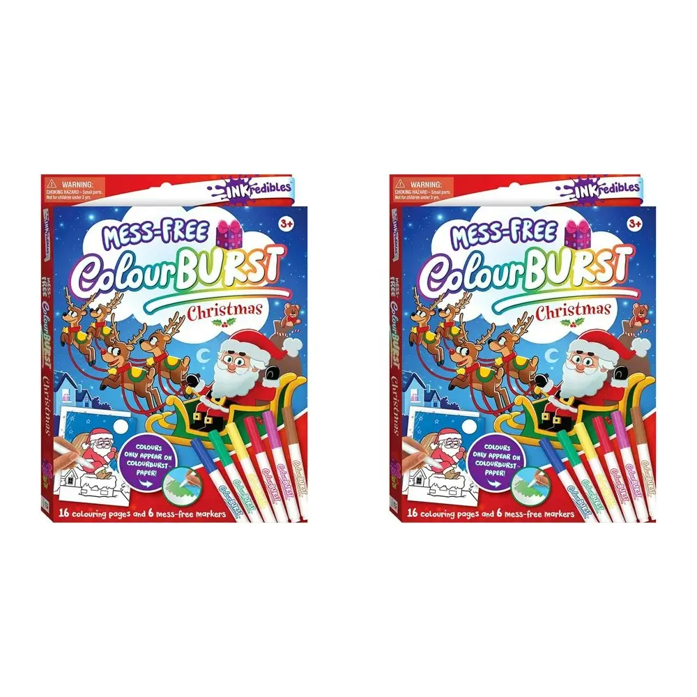 2x Inkredibles: Colour Burst Christmas Colouring Activity Kit Kids Art Book 3y+