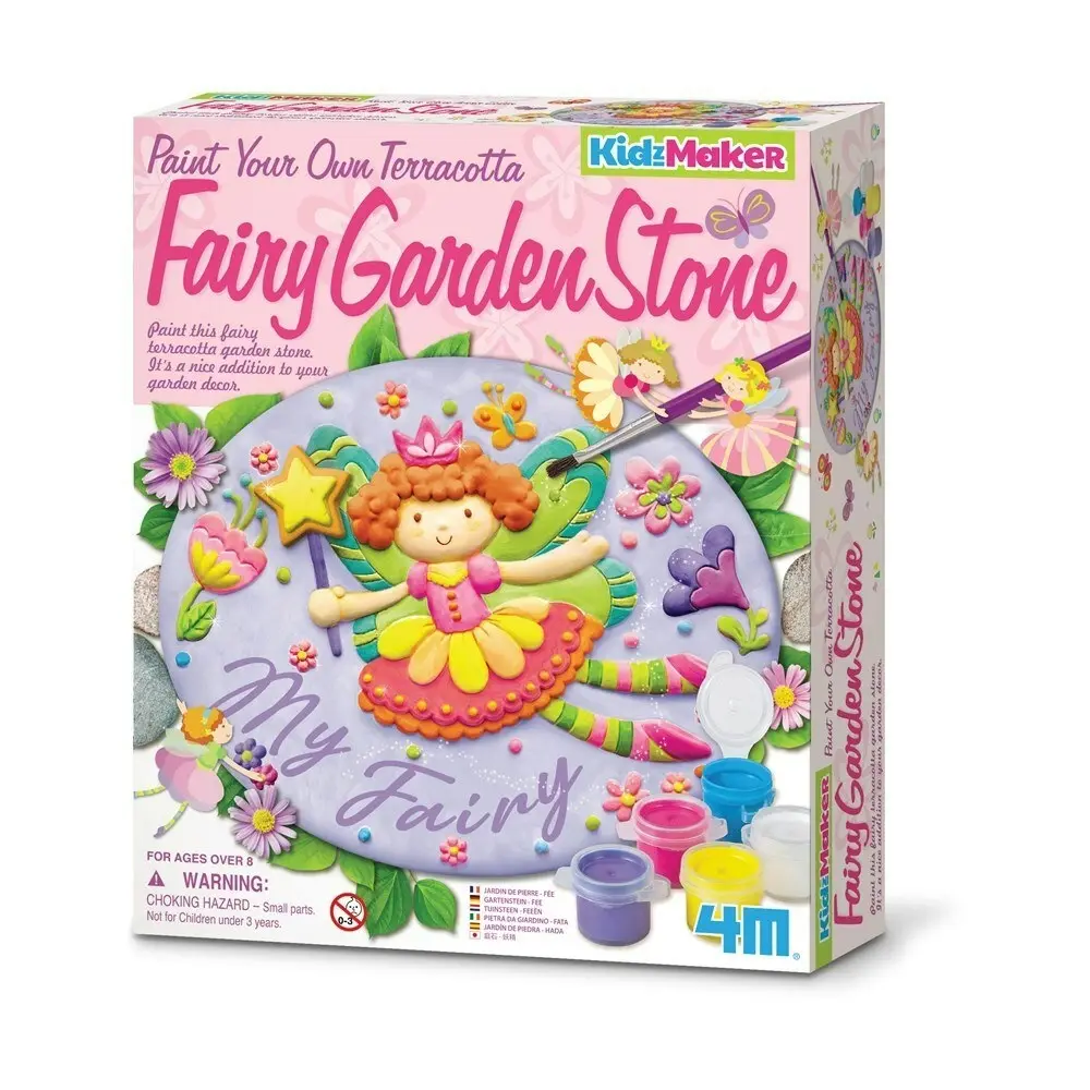 4M KidzMaker Paint Your Own Terracotta Fairy Garden Stone Kids Art/Craft 8y+