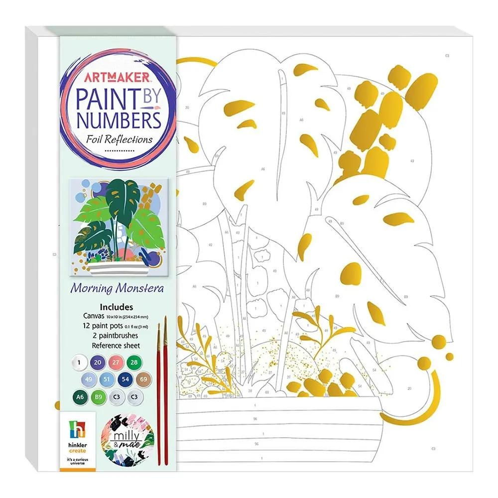 Art Maker Paint by Numbers Foil Reflections Morning Monstera Painting Set