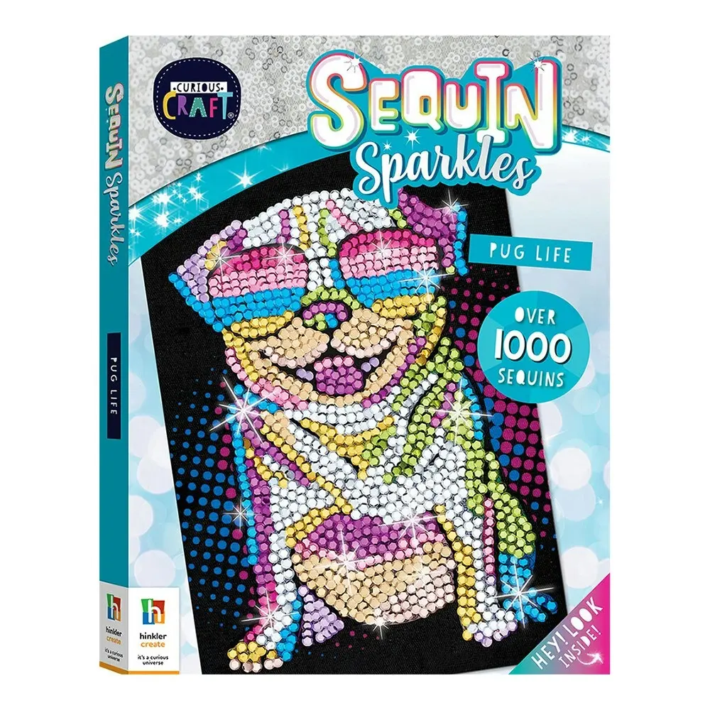 Curious Craft Sequin Sparkles: Pug Life Craft Activity Kit Art Project 6y+