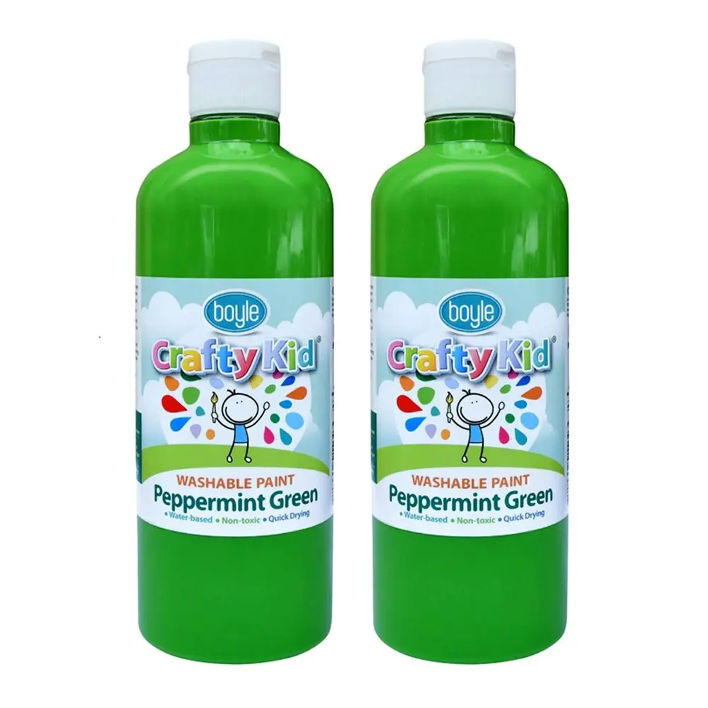 2x Boyle Crafty Kids 500ml Washable Non-Toxic Arts Colour Paint Peppermint Green