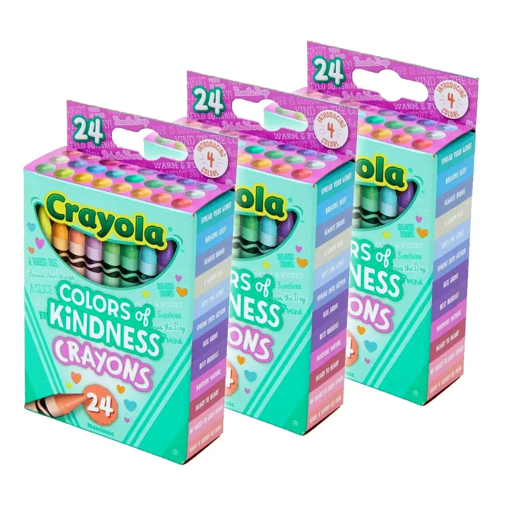 3x 24pc Crayola Colors Of Kindness Crayons Kids/Child Drawing Colouring Set 3y+