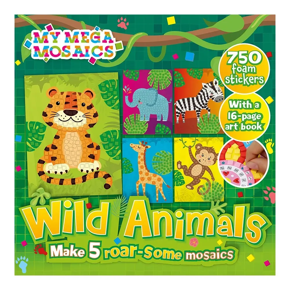 Bookoli Creative Crafts My Mega Mosaics Wild Animals Art Activity Kit Craft