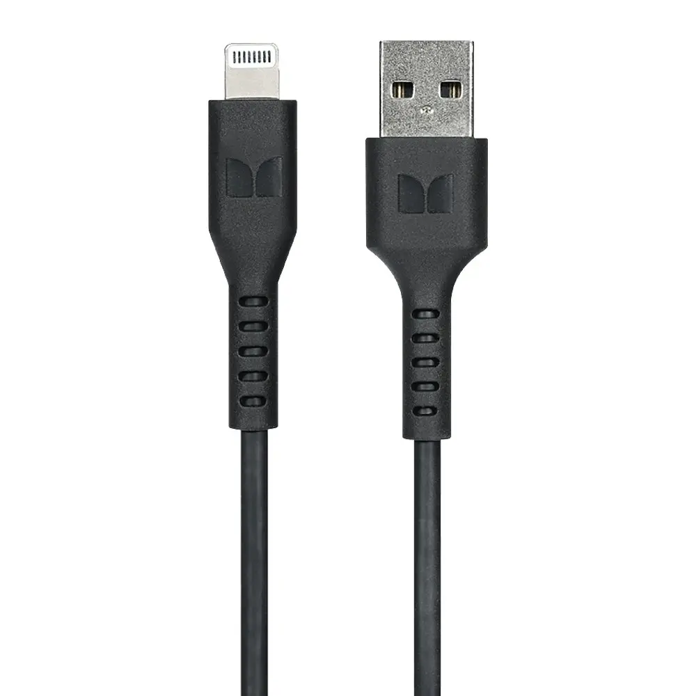 Monster 2M MFI-Certified Lightning to USB-A Charging/Sync Cable For iPhone BLK