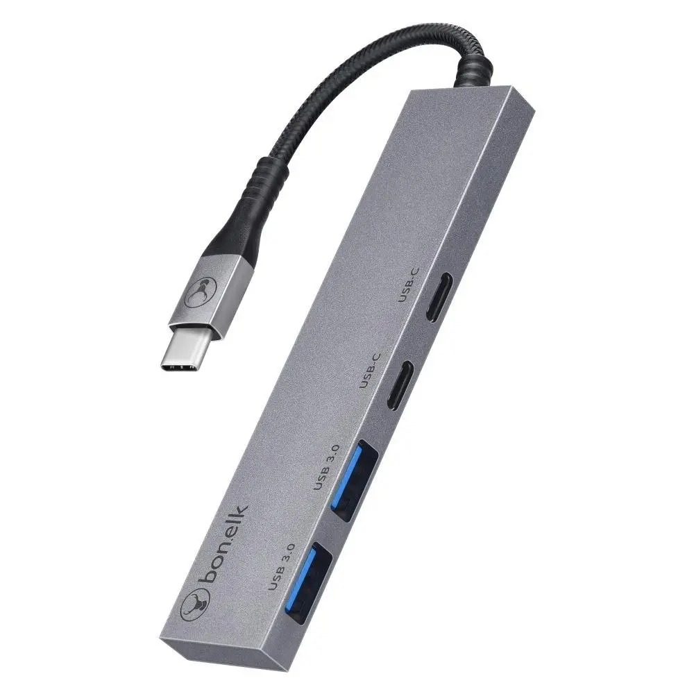 Bonelk Long-Life USB-C 4in1 Multiport Slim Hub Adapter For PC/Laptop Space Grey