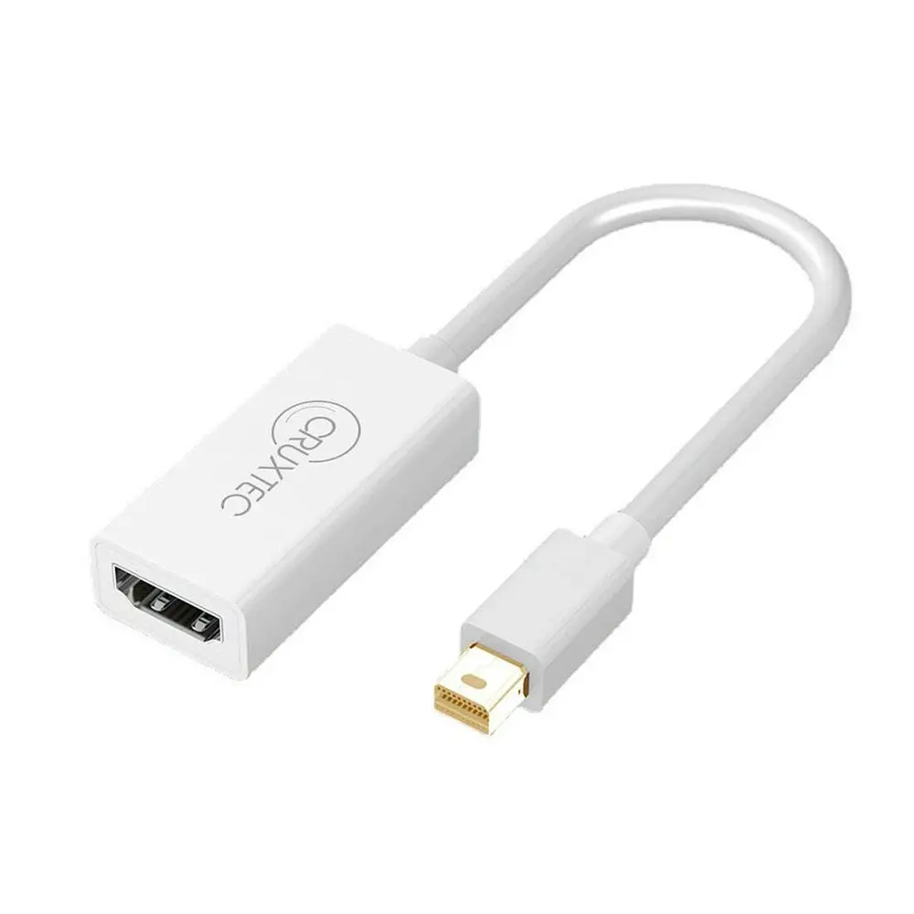 Cruxtec Mini DisplayPort Male to HDMI Female 20cm Cable Adapter 4K/30Hz White