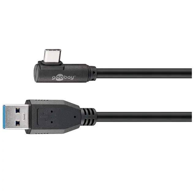 Goobay Male 50cm USB-A 3.0 to USB-C 90° Cable Charger Cord For Smartphones Black