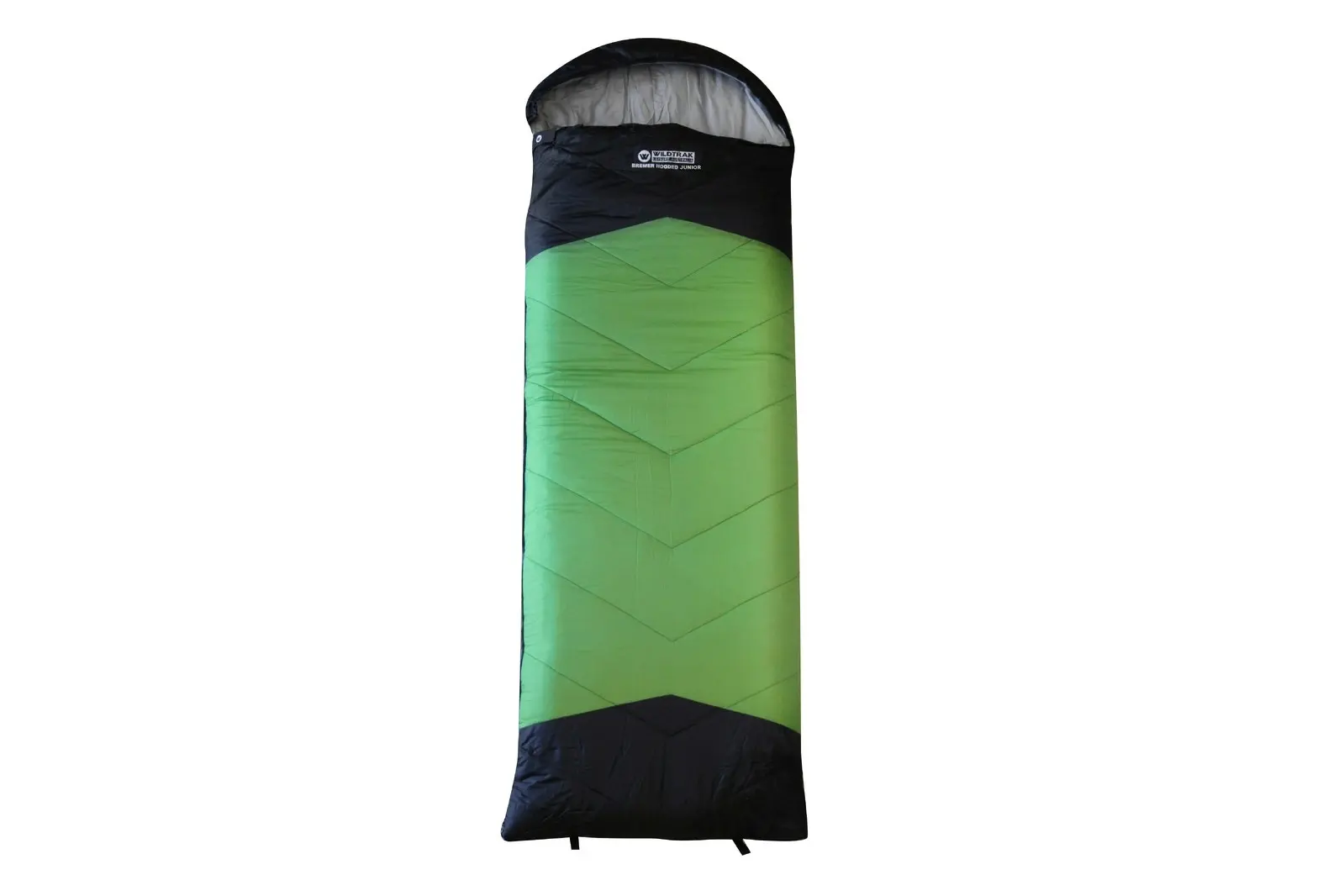 Wildtrak Bremer 170x65cm Junior Hooded Sleeping Bag Outdoor Camping Green/Black