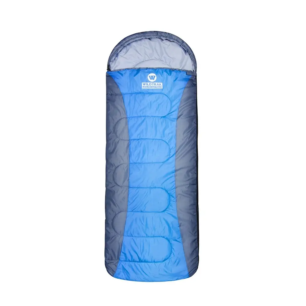 Wildtrak Forrest 230x75cm Hooded Sleeping Bag Thermal Camping Sleeper Blue/Grey