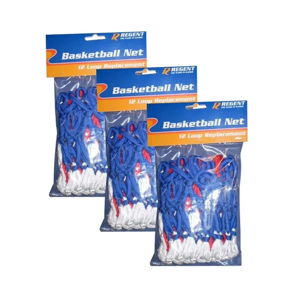 3x Regent Heavy Duty Basketball Ring/Hoop Rim Net Official Size Red/White/Blue