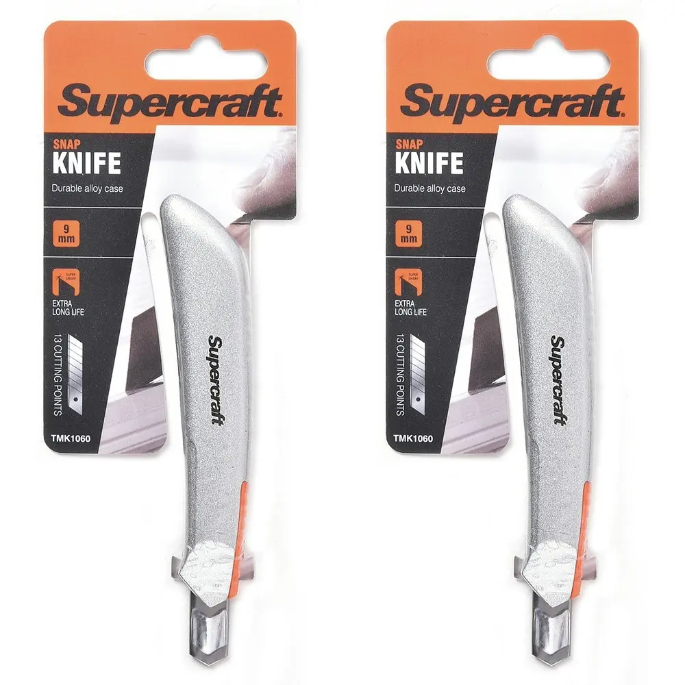 2x Supercraft Retractable Multipurpose 9mm Snap Ultilty Knife/Box Cutter Set