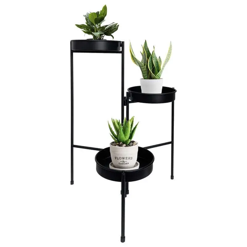 Willow & Silk Metal 61.5cm 3-Tier Black Folding Pot/Planter Display Stand