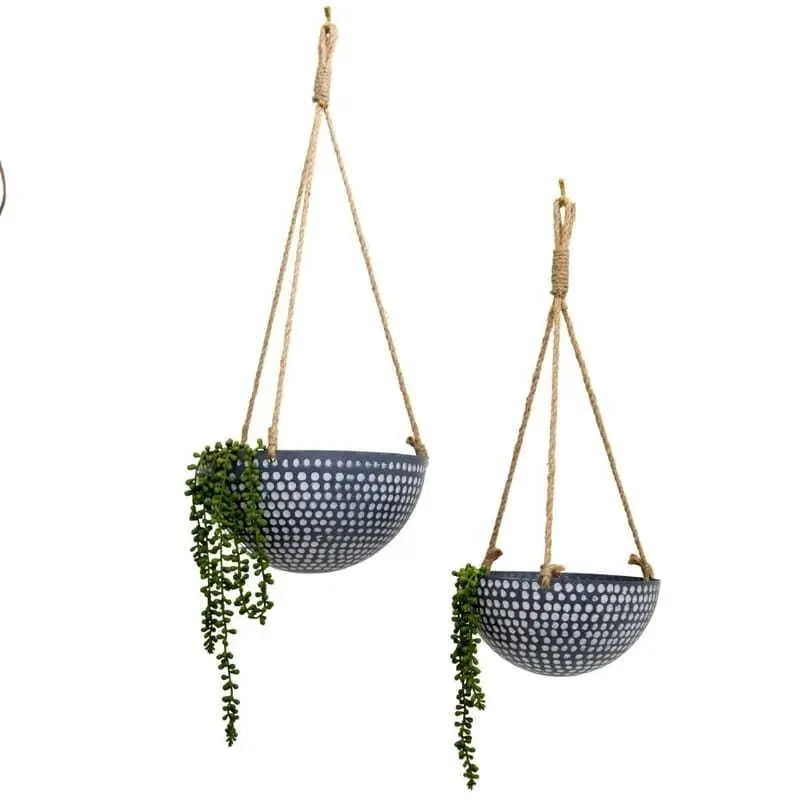 Willow & Silk Nested Hanging 73cm/60cm Set of 2 Metal Pot/Planters