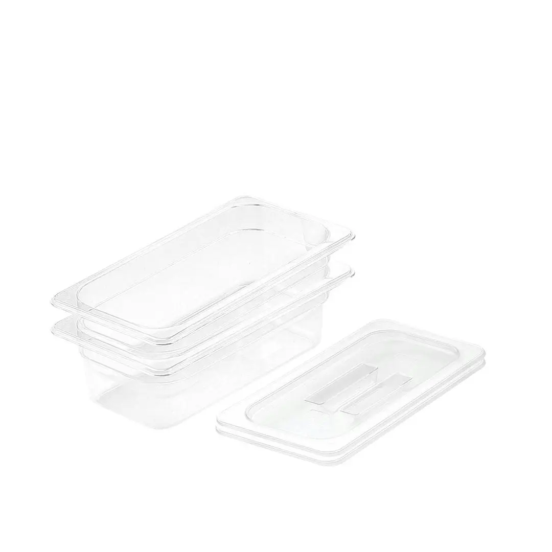 Soga 100mm Clear Gastronorm GN Pan 1/3 Food Tray Storage Bundle of 2 with Lid