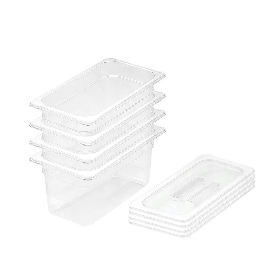 Soga 100mm Clear Gastronorm GN Pan 1/3 Food Tray Storage Bundle of 4 with Lid