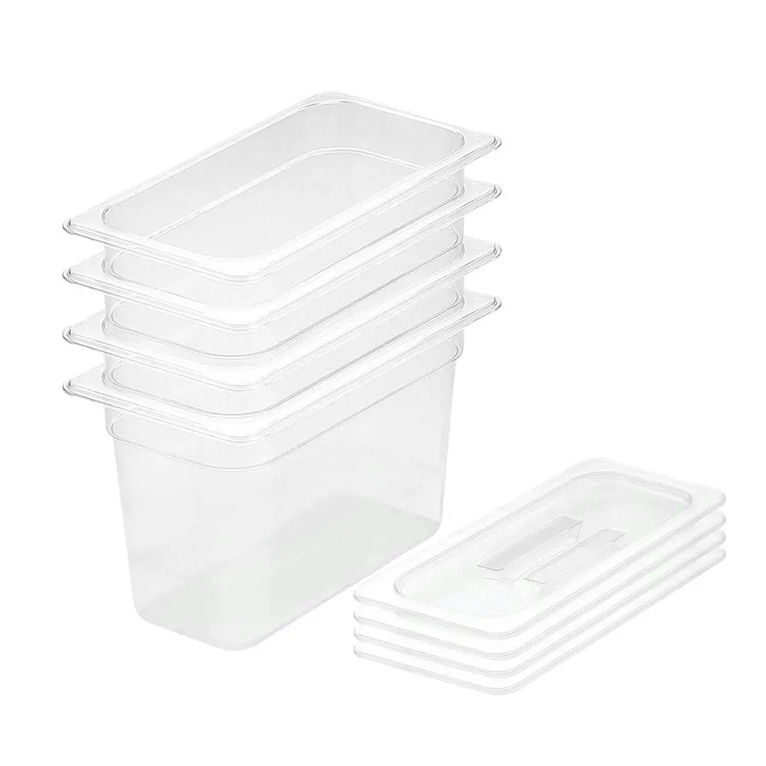 Soga 200mm Clear Gastronorm GN Pan 1/3 Food Tray Storage Bundle of 4 with Lid