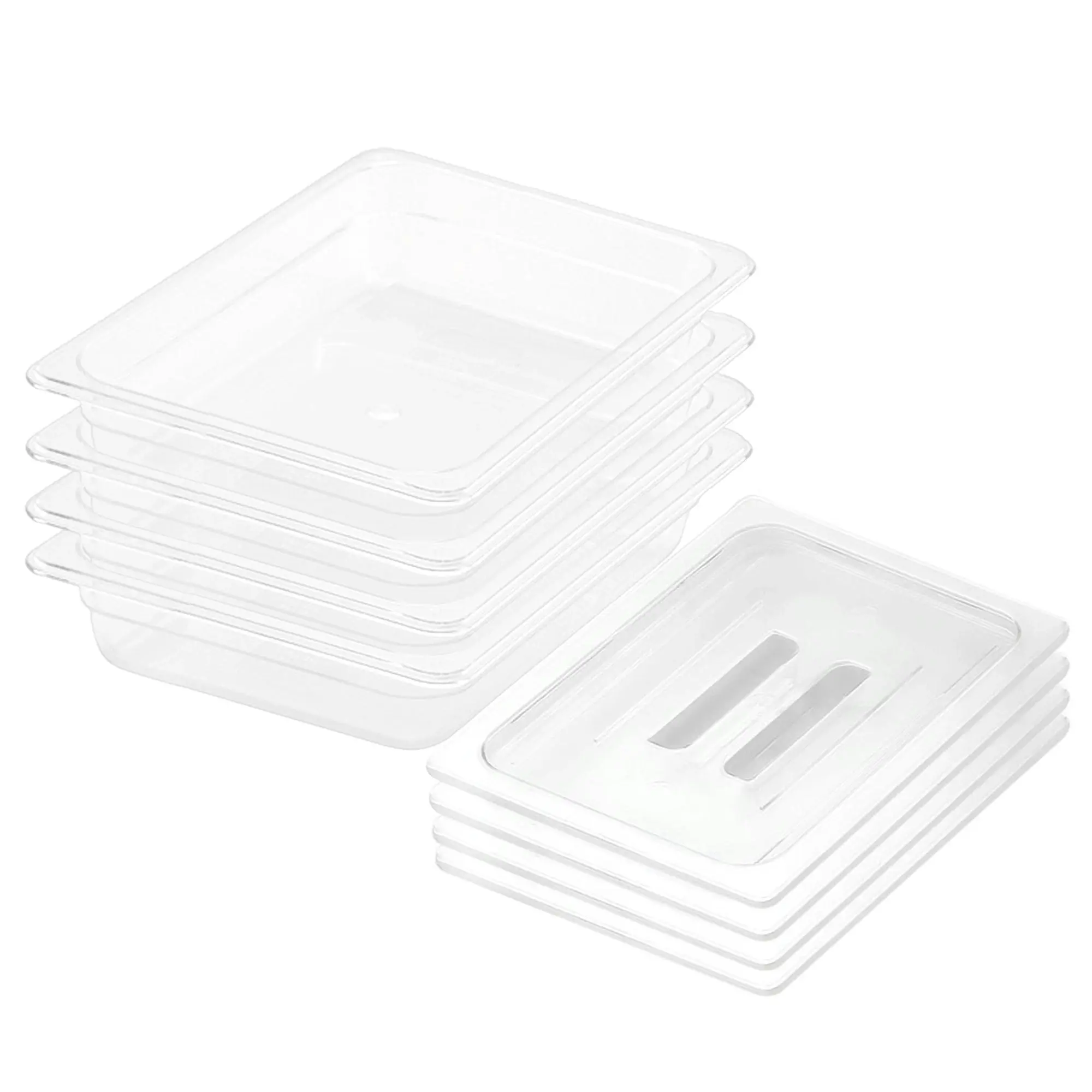 Soga 65mm Clear Gastronorm GN Pan 1/2 Food Tray Storage Bundle of 4 with Lid