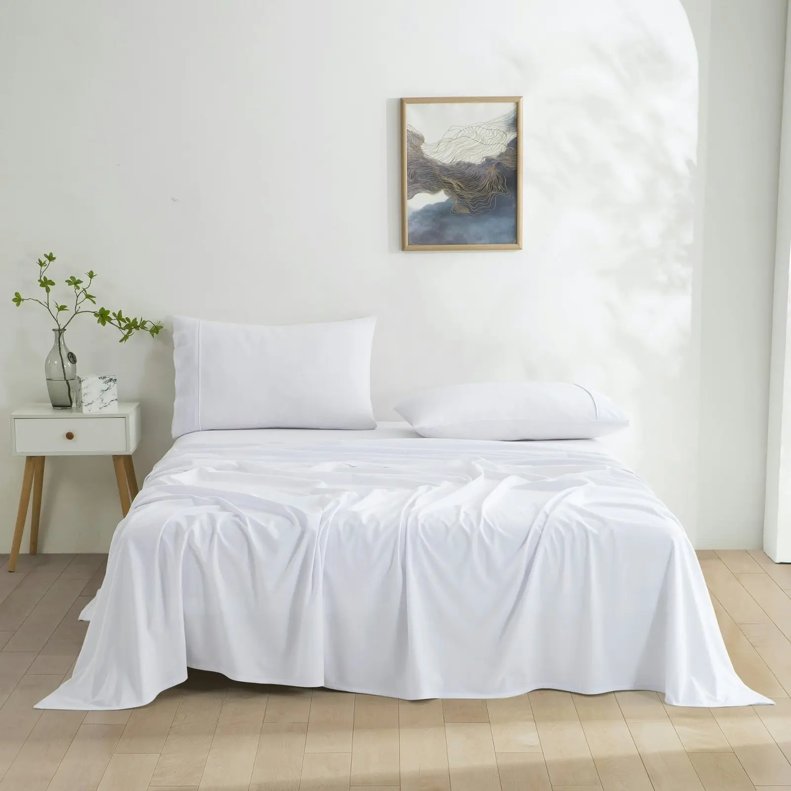 Dreamaker Micro Flannel Sheet Set King Single Bed White