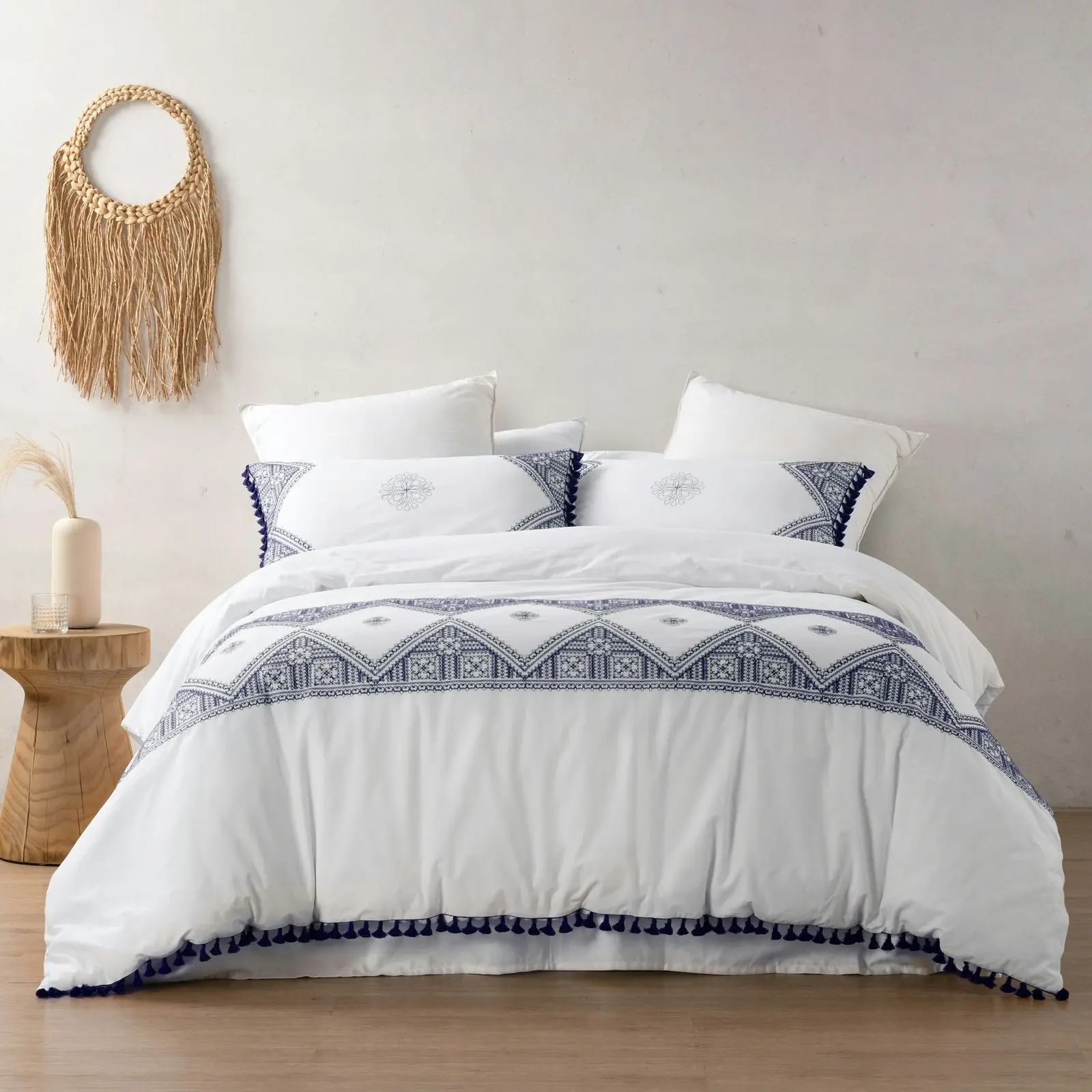 Dreamaker Liberty 100% Cotton Quilt Cover Set Navy Double Bed