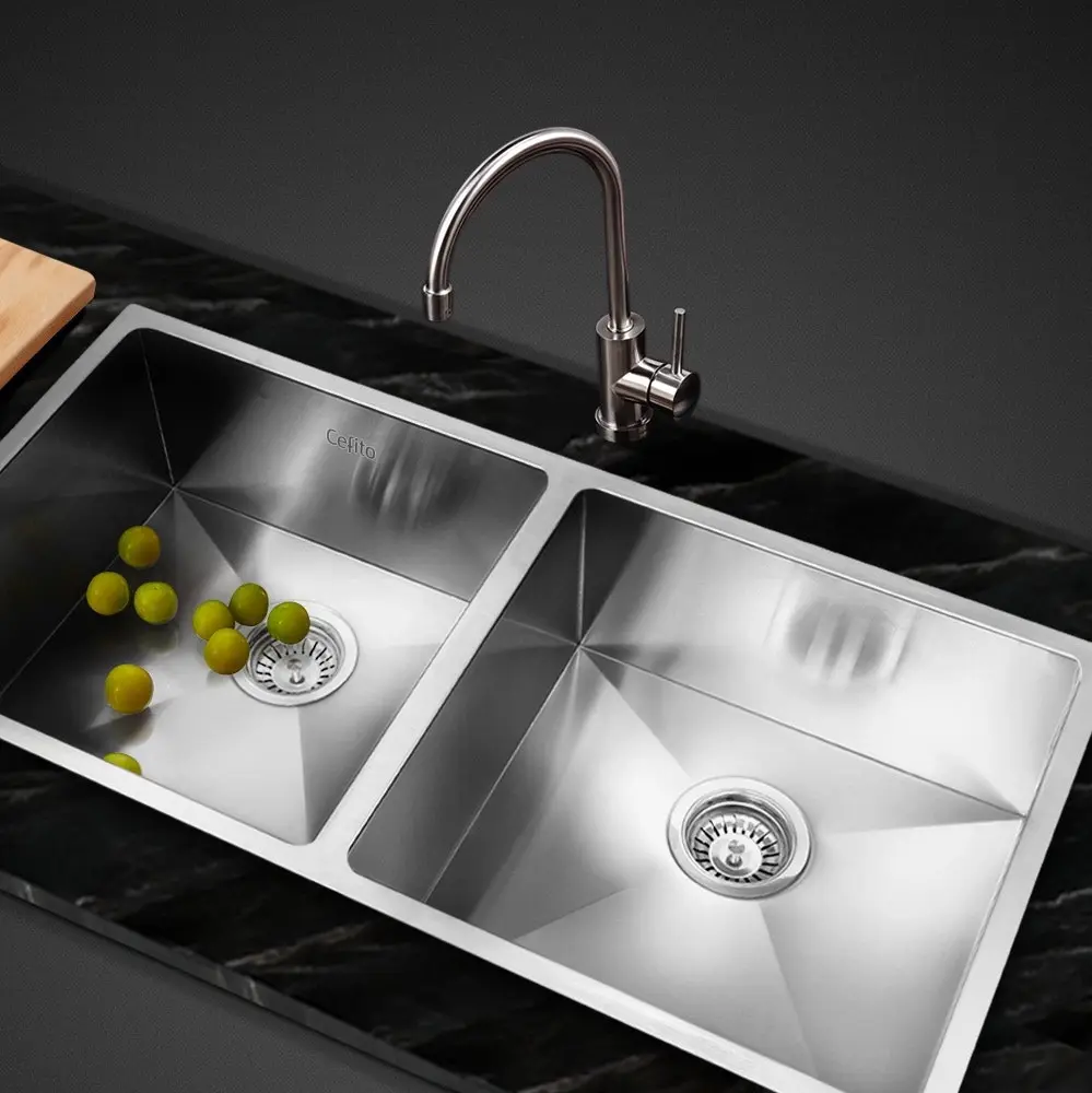 Cefito Kitchen Sink 86X44CM Stainless Steel Basin Double Bowl Silver