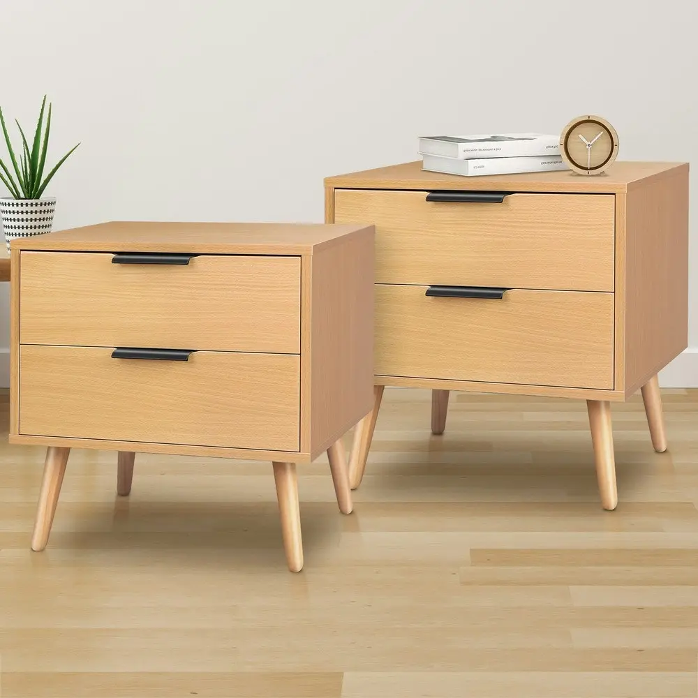 Alfordson 2x Bedside Table Scandinavian Oak