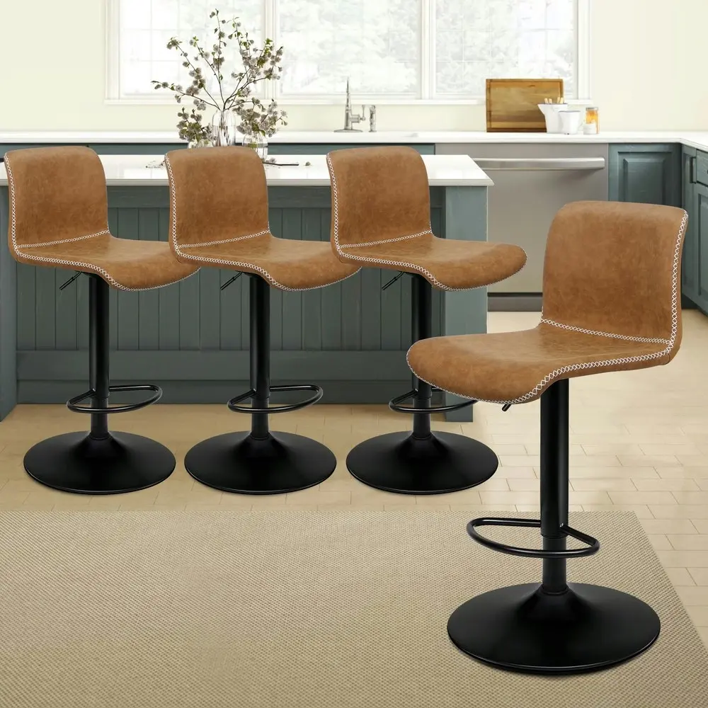 Alfordson Bar Stools Vintage Leather Brown Remy x4