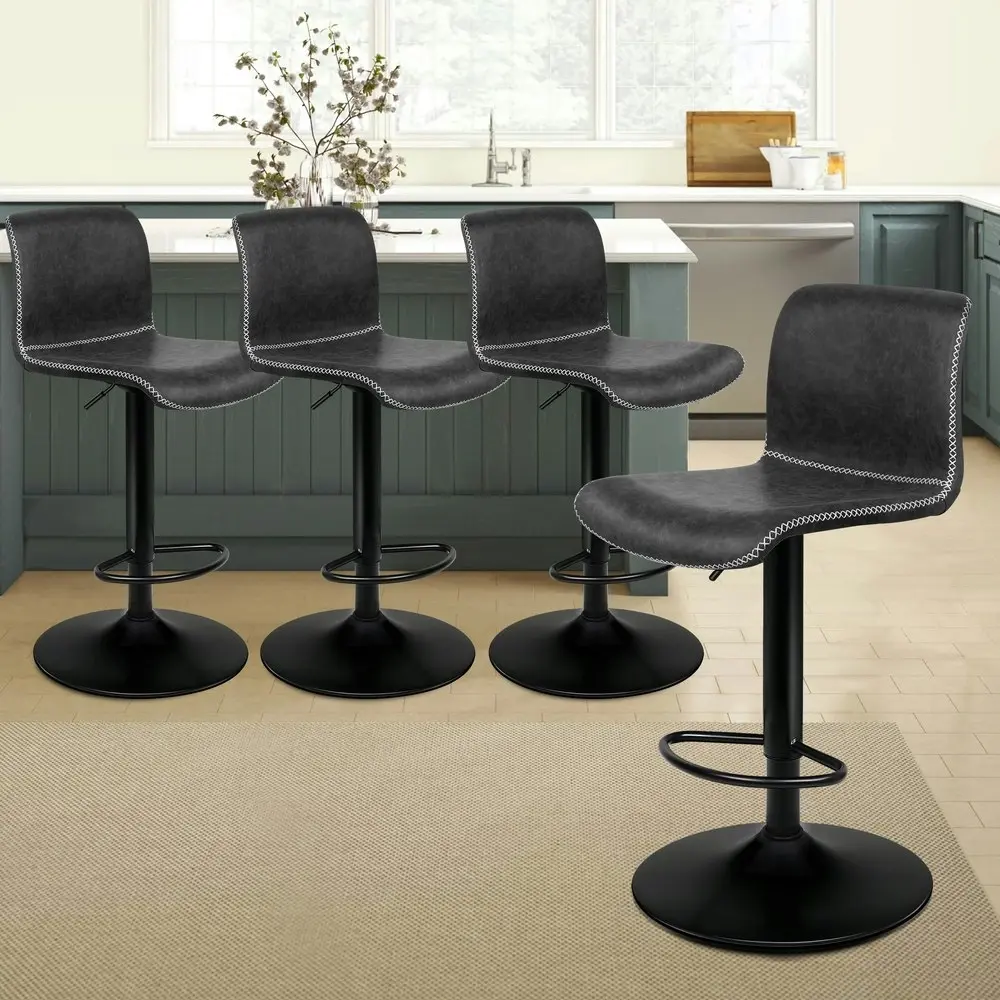 Alfordson Bar Stools Vintage Leather Grey Remy x4